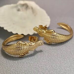Anthropologie Gold Crocodile Earrings
